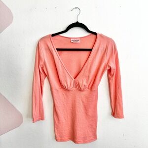 Michael Stars Babydoll Top Vintage Y2K 2000s Glam Indie Sleaze Orange Small